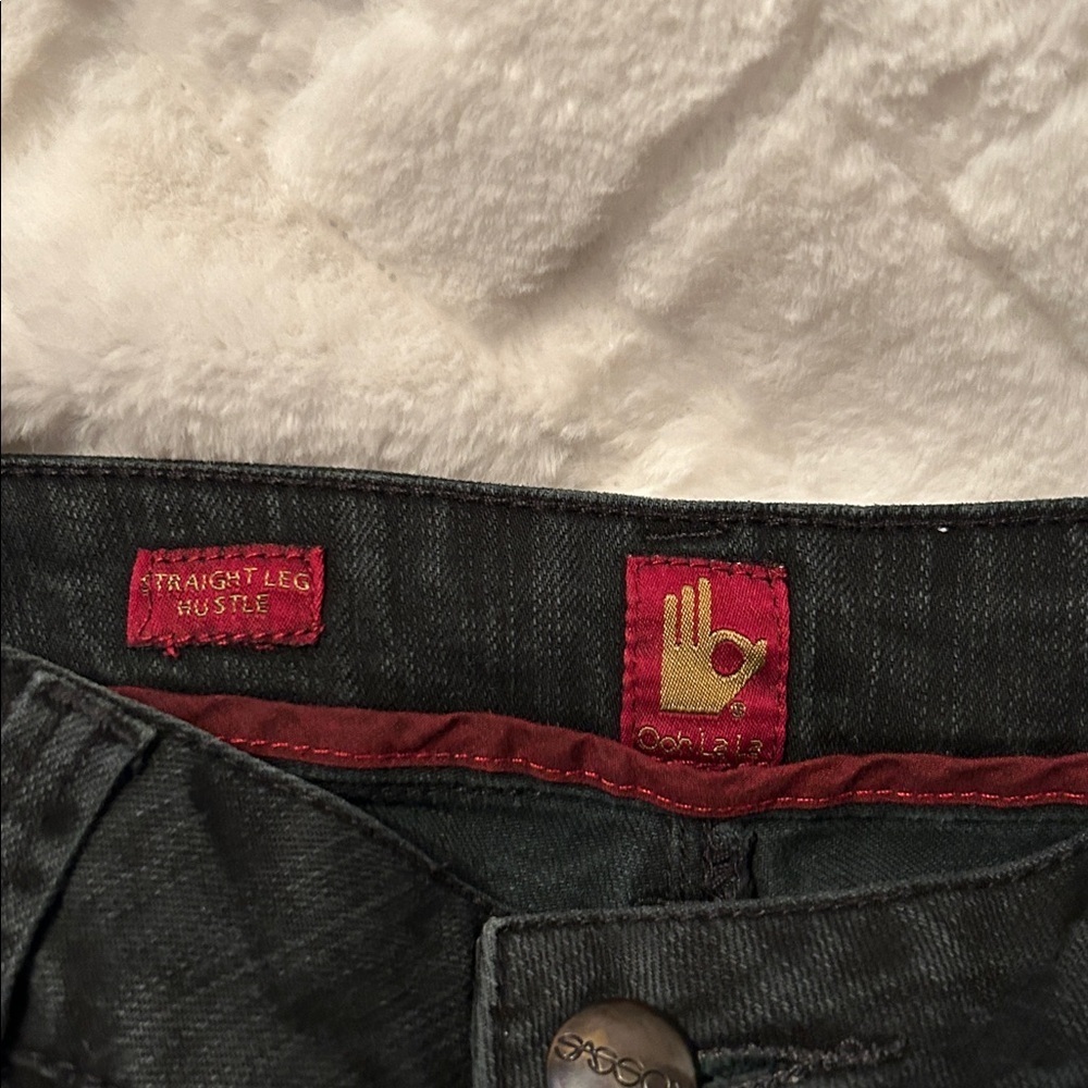 Sasson Straight Leg Jeans Black with Red Trim size 4 - Picture 2 of 7